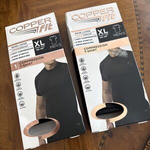 TWO SHIRTS Copper Fit Compression Short Sleeve T-Shirt  Size XL Black New